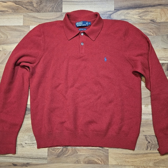 Polo Ralph Lauren Other - POLO by Ralph Lauren Men's SWEATER 100% Lambs Wool Collared RED